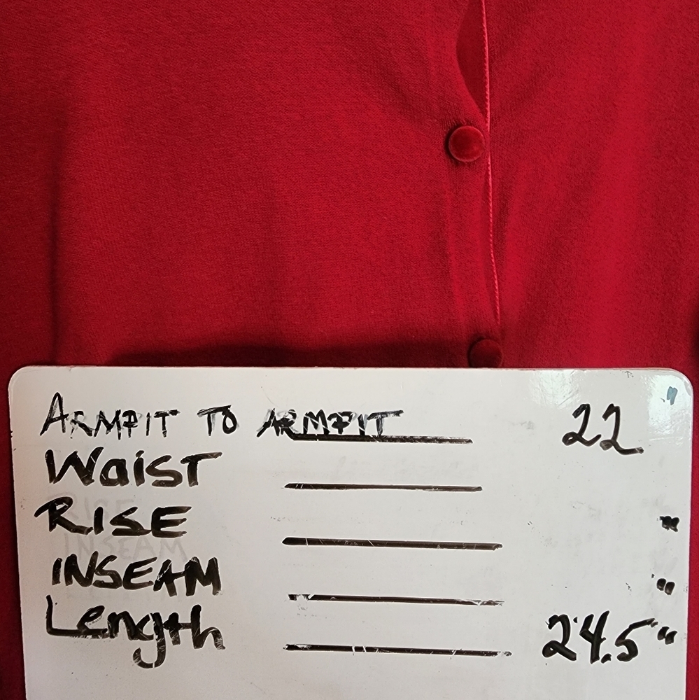 J.JILL Red Knit Button Front Cardigan Sweater Cotton Blend 6 Velvet Buttons LG - Picture 7 of 7